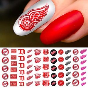 💌BO/GO$6 Detroit Red Wings Transfer Nail Decals NFL